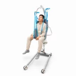 universal sling with head support lifting a person using a patient hoist