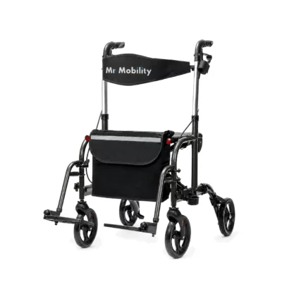 2-in-1 rollator transport chair with footrests – lightweight folding walker by Mr Mobility