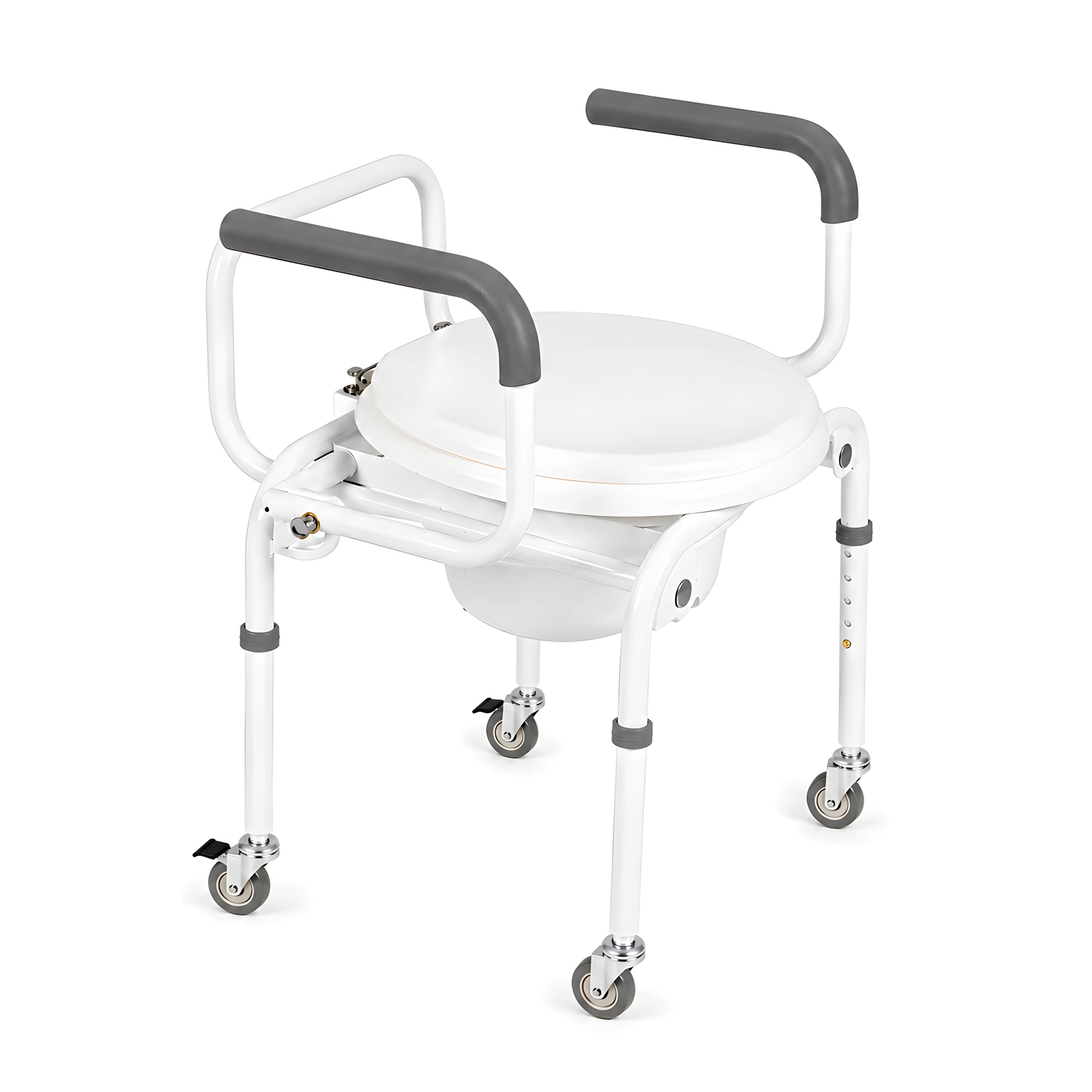 Adjustable Drop Arm Commode with Wheels Front View of Adjustable Drop Arm Commode with Wheels