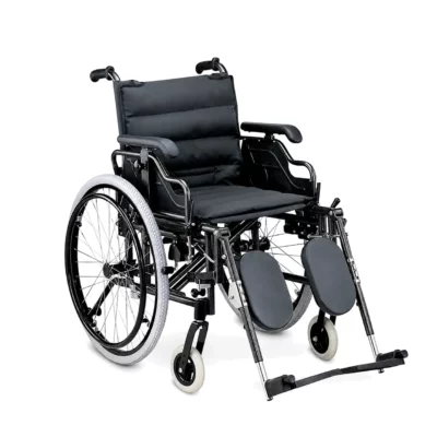 Lightweight Deluxe Wheelchair with Elevating Legrest featuring detachable padded cushioning and adjustable armrests
