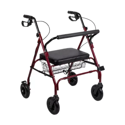 Drive Medical GoLite 200 High-Capacity Rollator with padded seat and storage basket