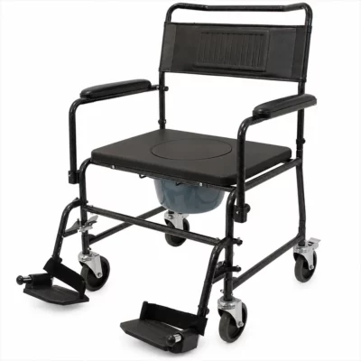 Drive Medical TRS 200 XXL commode wheelchair with padded armrests and swing-away footrests