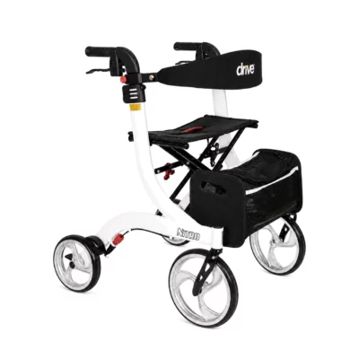 Drive Nitro lightweight rollator with seat, backrest, hand brakes, and storage bag