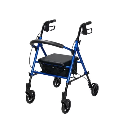 Height Adjustable Rollator Walker with loop-lock brakes, aluminium frame and seat, height 75–96.5 cm
