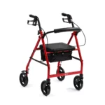 Lightweight Aluminium R8 Rollator Walker in ruby red on a white background