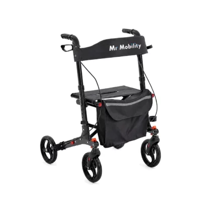 WalkSmart Plus Rollator with padded seat, backrest and large wheels, height 78.5–96 cm