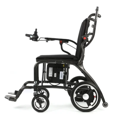 Side profile showing the folding carbon fibre frame and 11-inch rear wheel