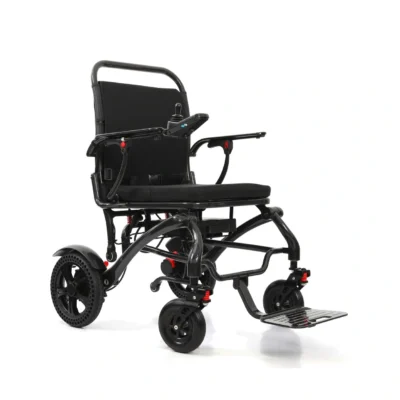 Aero Pro HD heavy duty carbon fibre electric wheelchair front three-quarter view