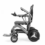 Side profile showing the folding frame and 12-inch pneumatic rear wheel