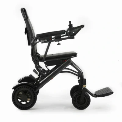 Angled view showing the padded seat and joystick controller
