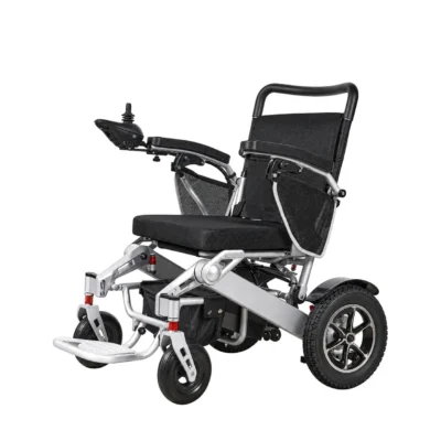 SmartChair auto folding electric wheelchair front angle with joystick control
