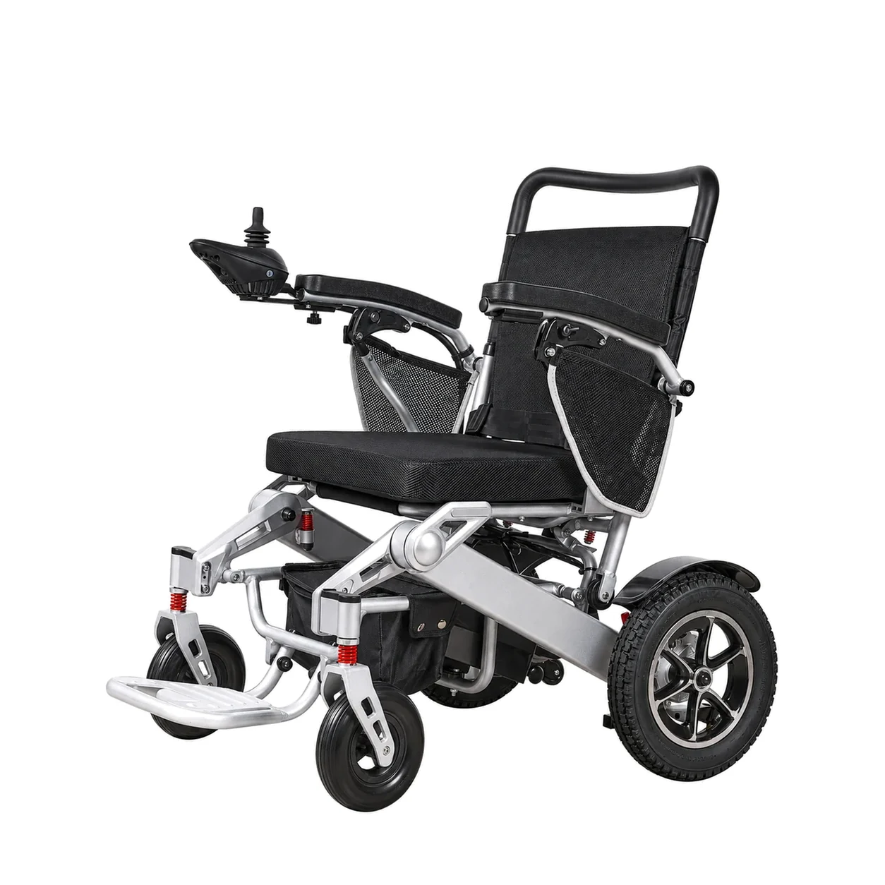 SmartChair Auto-Folding Electric Wheelchair SmartChair auto folding electric wheelchair front angle with joystick control
