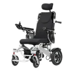 SmartChair reclining electric wheelchair front angle with headrest and joystick